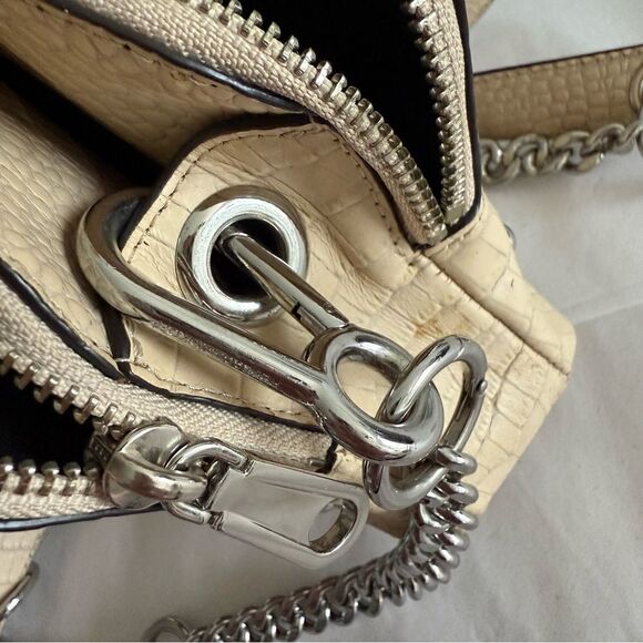 Rebecca Minkoff Beige Embossed Croc Crossbody Handbag with Silver Tone Hardware - Picture 6 of 14